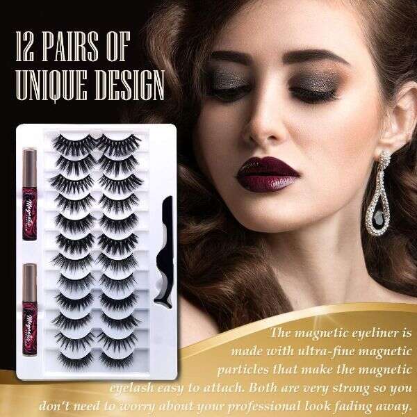 12 pairs magnetic eyelashes with eyeliner - Lola - AI WEB SHOP