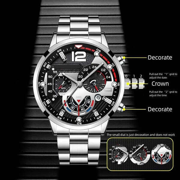 Trendy set of a wristwatch with 2 bracelets - Raykard - AI WEB SHOP