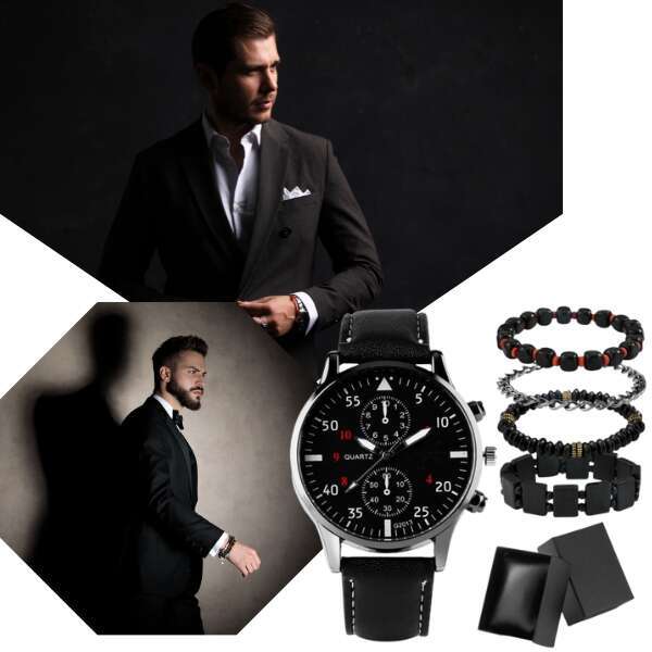 Set of a modern watch with 4 bracelets - Danesson - AI WEB SHOP