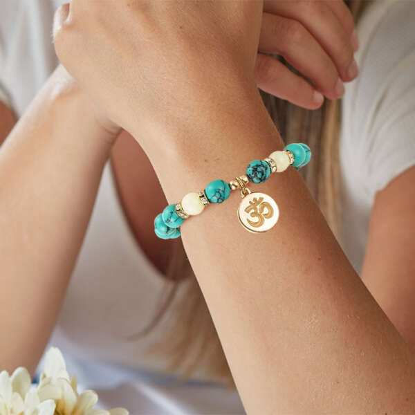 Turquoise bracelet with luminous beads - Fortuna - AI WEB SHOP