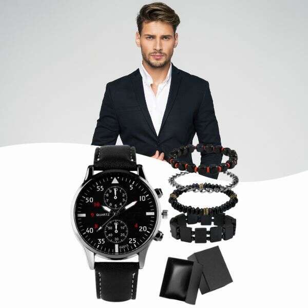 Set of a modern watch with 4 bracelets - Danesson - AI WEB SHOP